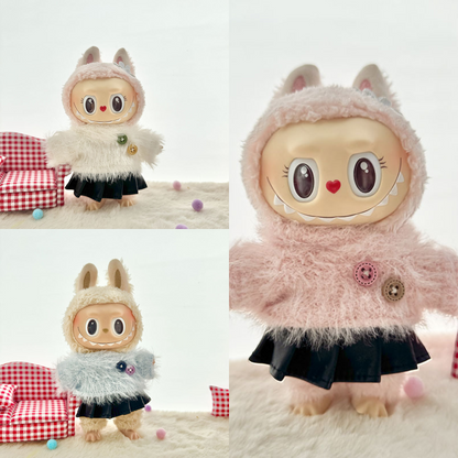 4inch bag charm cute custom clothes outfits - white/blue/pink sweater with skirt - 021823/021824/021825