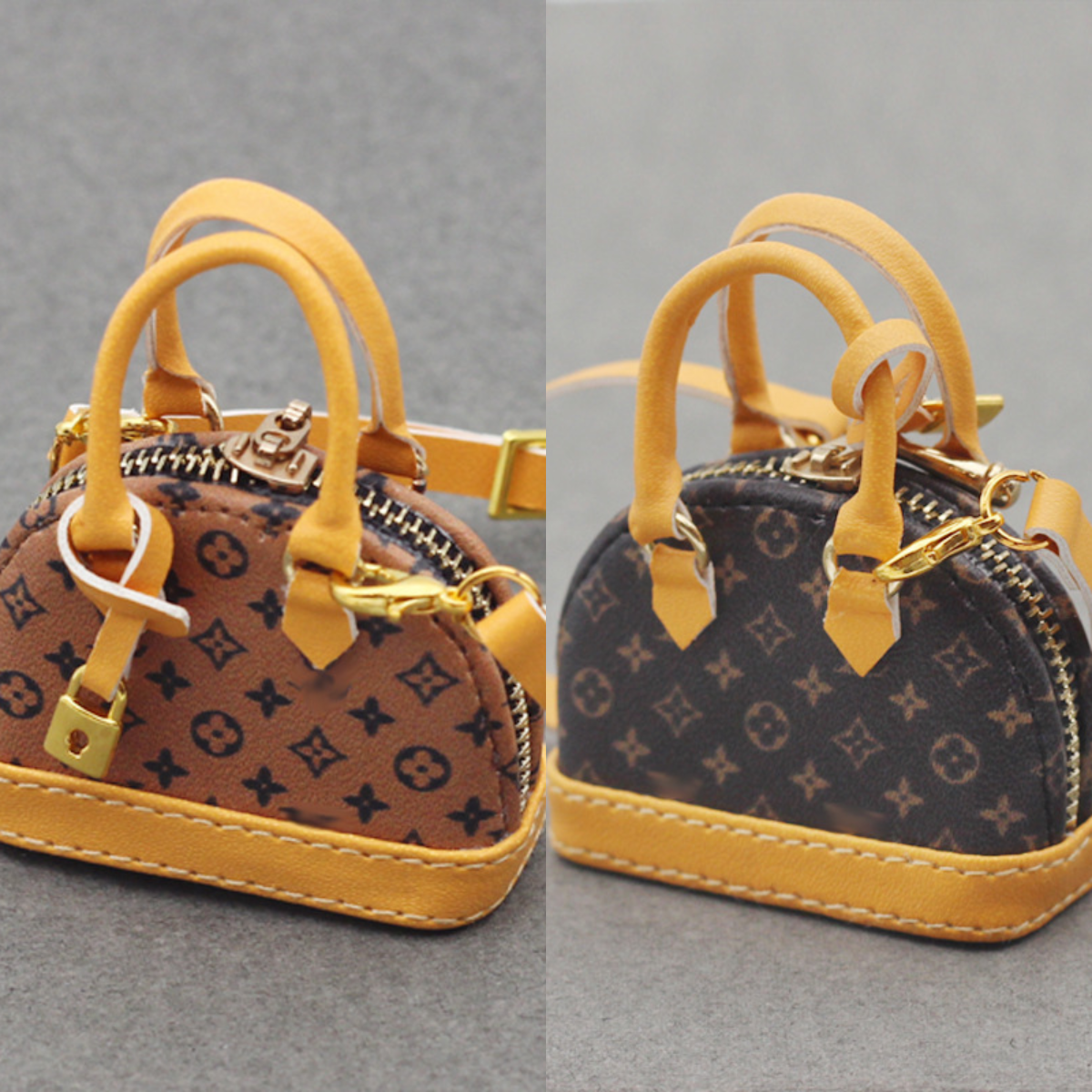 4inch bag charm cute custom bags - dark brown/light brown shell bags - 0623B47/0623B48