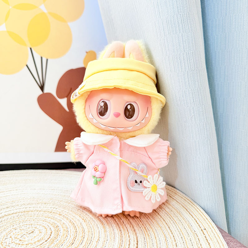 4inch bag charm cute custom clothes outfits - pink coat with flower bag - 0523