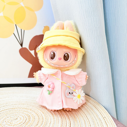 4inch bag charm cute custom clothes outfits - pink coat with flower bag - 0523