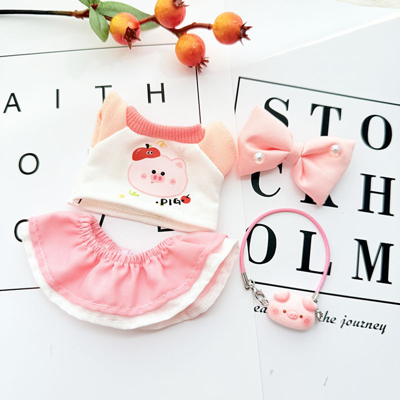 4inch bag charm cute custom clothes outfits - pink piggy dress with bag