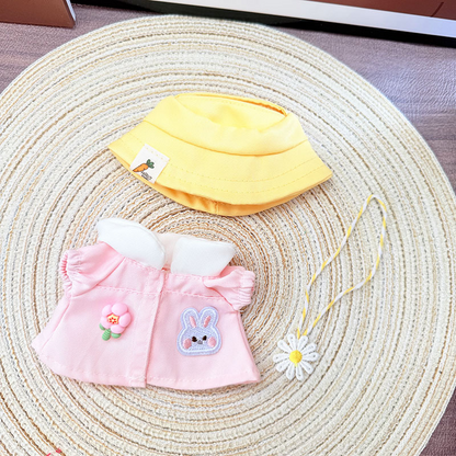 4inch bag charm cute custom clothes outfits - pink coat with flower bag - 0523