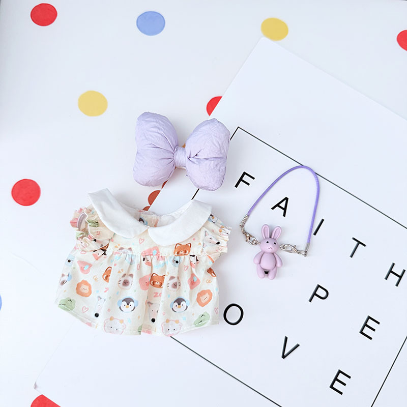 4inch bag charm cute custom clothes outfits - Purple dress with big bow - 053129