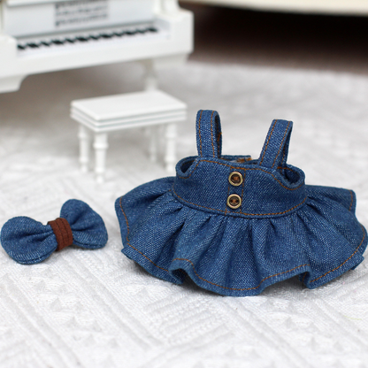 4inch bag charm cute custom clothes outfits - cowboy dress & bow - 0523