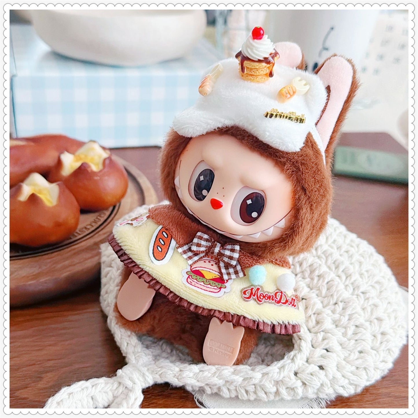 Bartholomew Bear Bag Charm clothes outfits - Cream Top & Caramel Pudding Cape