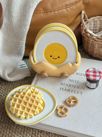 Adorable Ceramic Egg Plate - Breakfast Snack Tray Fun & Functional Design