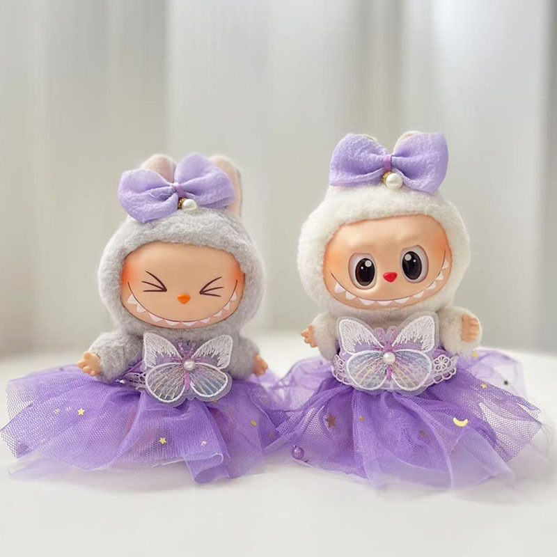4inch bag charm cute custom clothes outfits - Purple butterfly dress - 053130