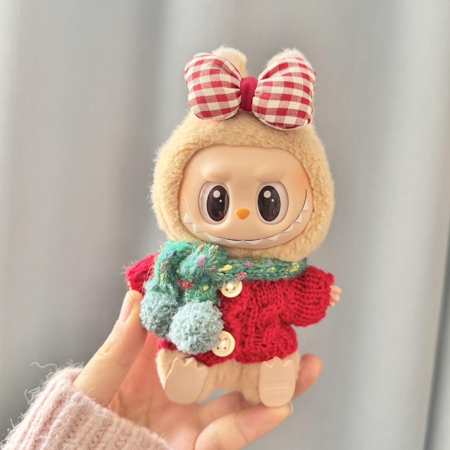 4inch bag charm cute custom clothes outfits - Christmas sweater bow