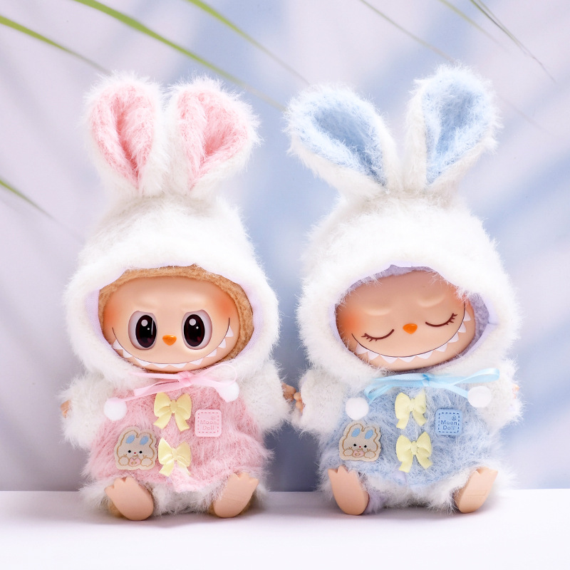 4inch bag charm cute custom clothes outfits - Blue and pink bunny