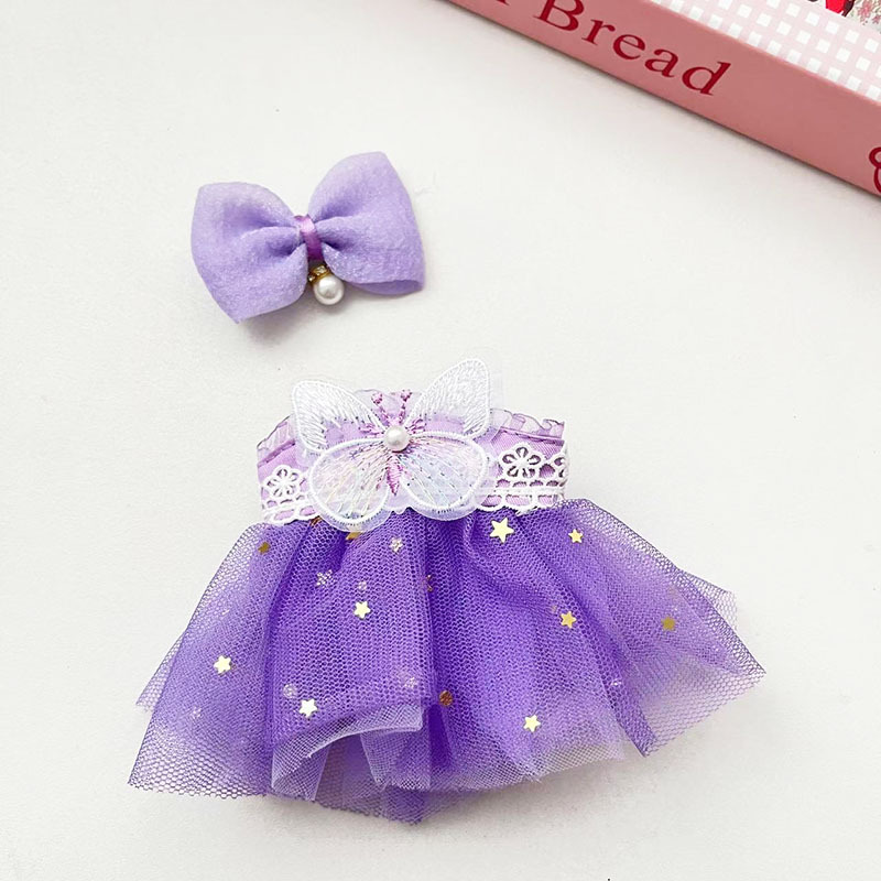 4inch bag charm cute custom clothes outfits - Purple butterfly dress - 053130
