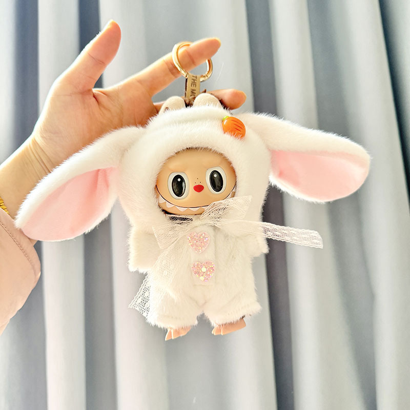 4inch bag charm cute custom clothes outfits - white bunny