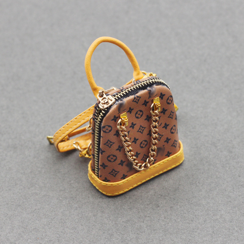 4inch bag charm cute custom bags - dark brown/light brown shell backpack - 0623B49/0623B50