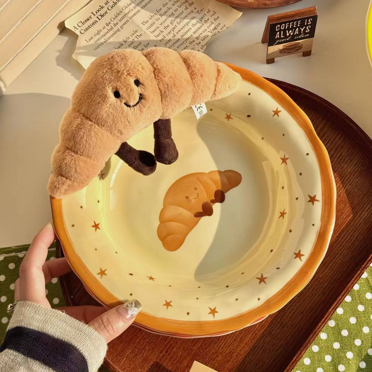 Adorable fruit & croissant plate 8inch set of 4 - Functional Design