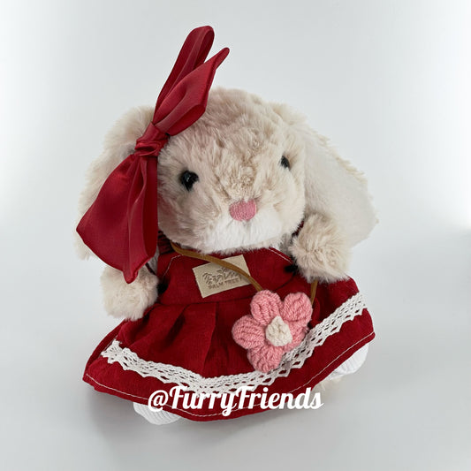 8inch jellycat yummy bunny plush cute custom clothes outfits - red dress