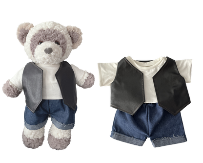 Black Vest & Jeans 3-Piece Outfit Set for Bartholomew Bear Plush – 14-Inch Outfit