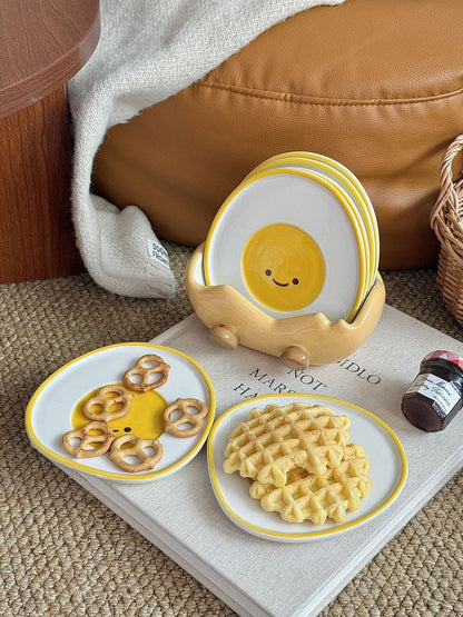 Adorable Ceramic Egg Plate - Breakfast Snack Tray Fun & Functional Design