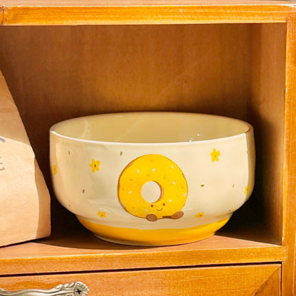 Adorable Ceramic Rice Bowl for Kids & Adults – Cute Underglaze Tableware set of 4