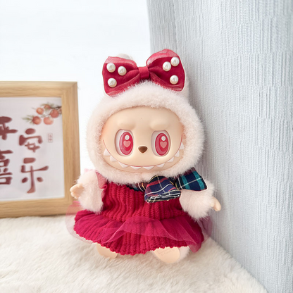 4inch bag charm cute custom clothes outfits - red dress with scarf - 021810
