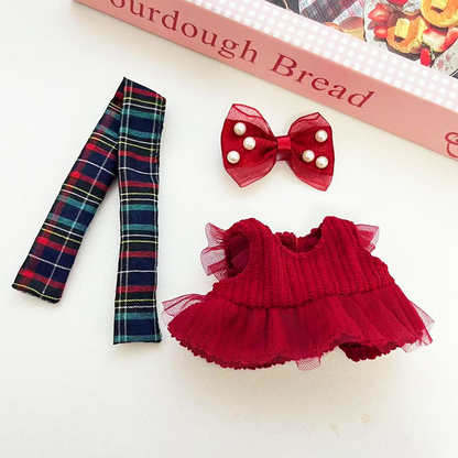 4inch bag charm cute custom clothes outfits - red dress with scarf - 021810