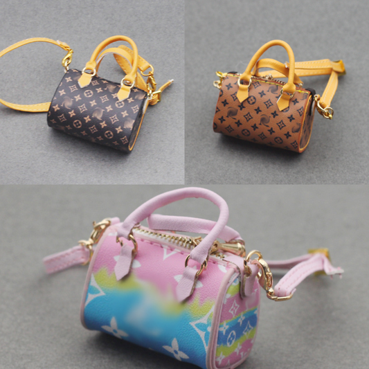 4inch bag charm cute custom bags - dark brown/light brown/rainbow pillow tote handbag