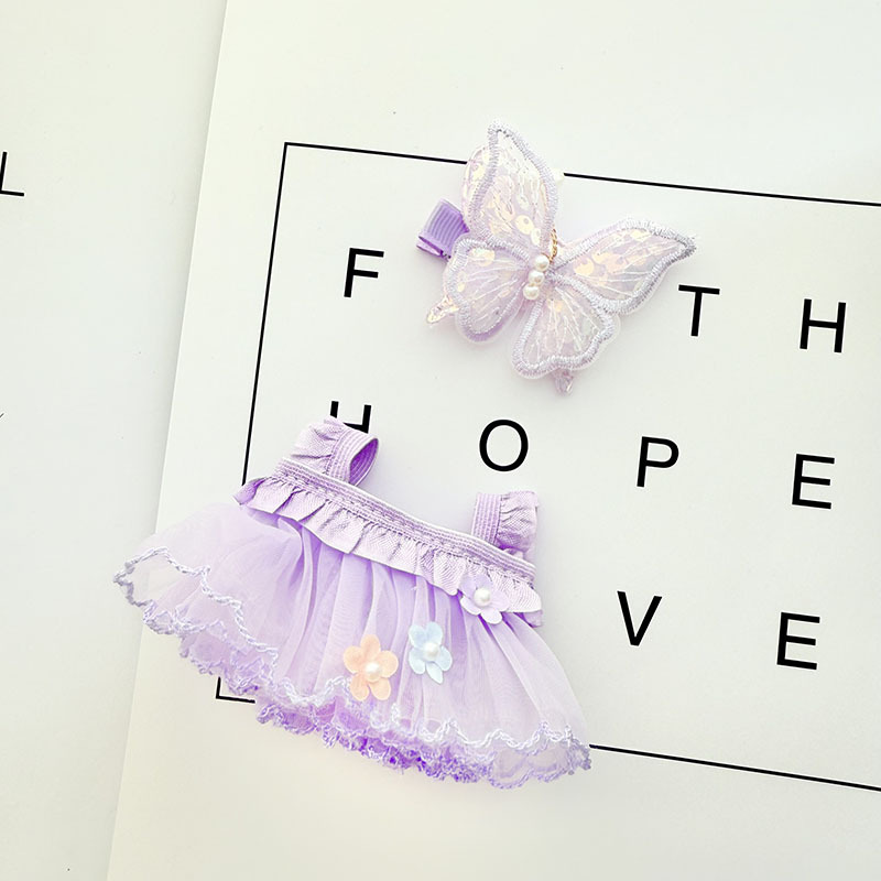 4inch bag charm cute custom clothes outfits - purple butterfly dress - 0507