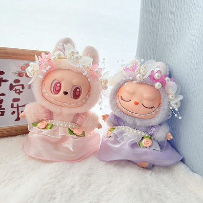 4inch bag charm cute custom clothes outfits - Pink and purple flower dress - 032914/032915
