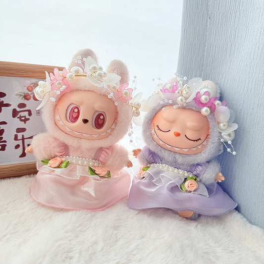 4inch bag charm cute custom clothes outfits - Pink and purple flower dress - 032914/032915