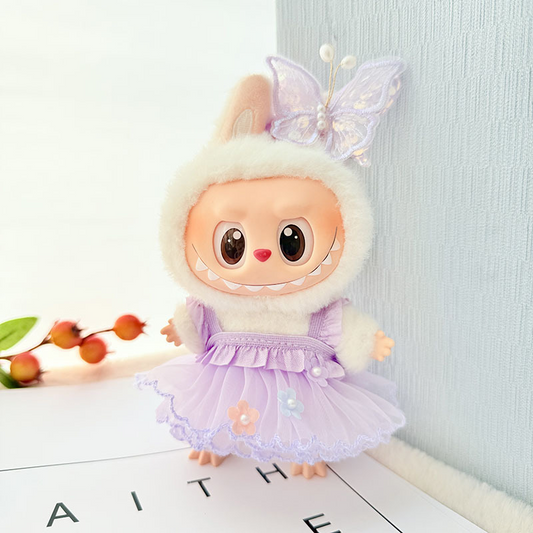 4inch bag charm cute custom clothes outfits - purple butterfly dress - 0507