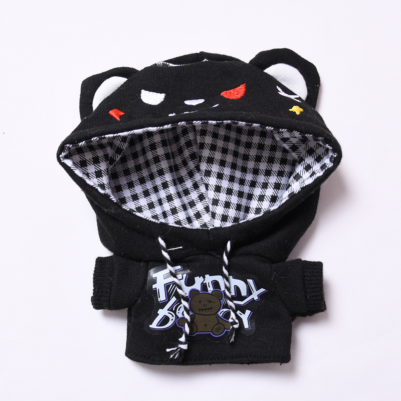 4inch bag charm cute custom clothes outfits - black and white bear hoodie - 0523
