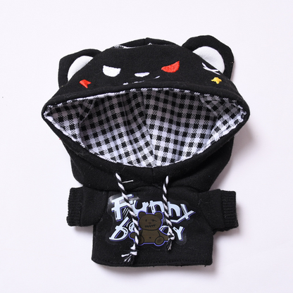 4inch bag charm cute custom clothes outfits - black and white bear hoodie - 0523