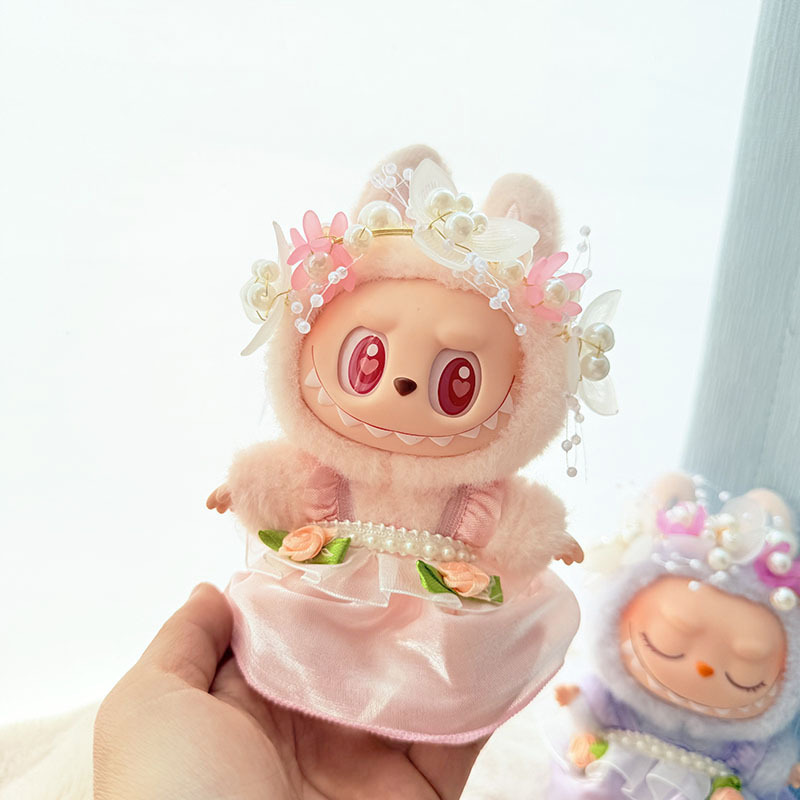 4inch bag charm cute custom clothes outfits - Pink and purple flower dress - 032914/032915