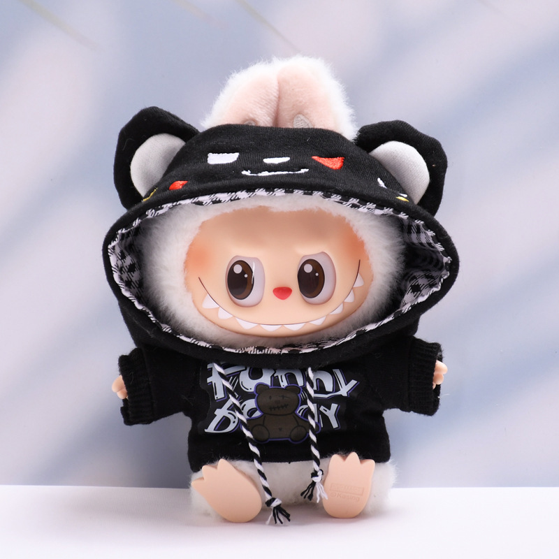4inch bag charm cute custom clothes outfits - black and white bear hoodie - 0523