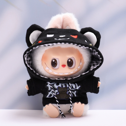 4inch bag charm cute custom clothes outfits - black and white bear hoodie - 0523