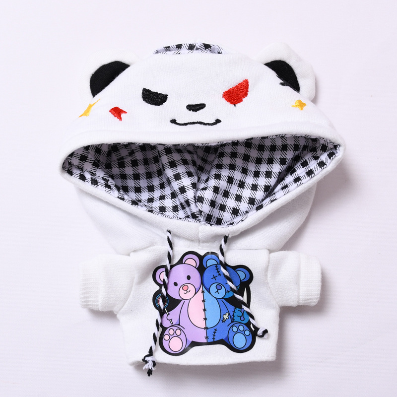 4inch bag charm cute custom clothes outfits - black and white bear hoodie - 0523