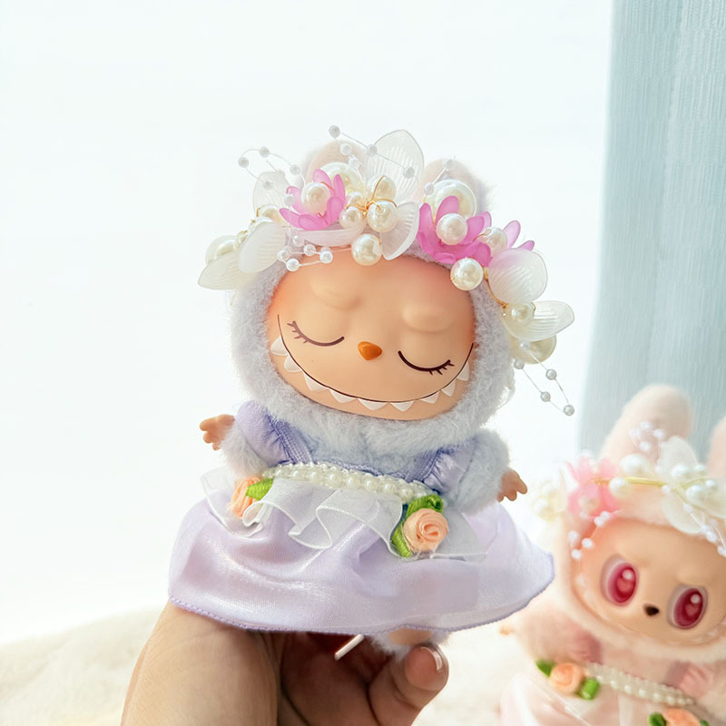 4inch bag charm cute custom clothes outfits - Pink and purple flower dress - 032914/032915