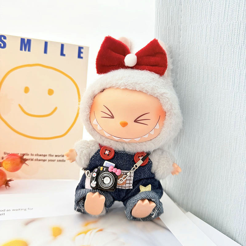 4inch bag charm cute custom clothes outfits - cowboy overall with camera bag - LBB042