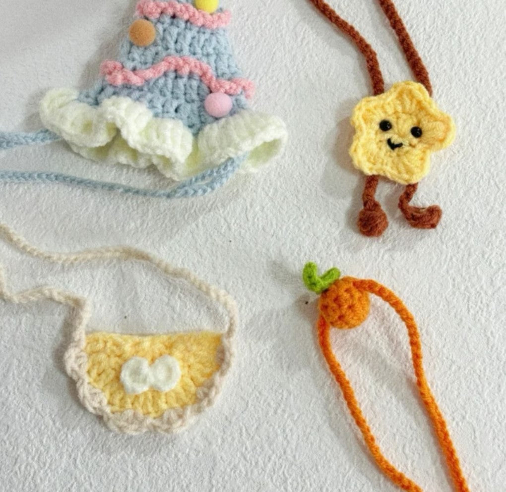 Cute custom crochet clothes outfits set of 4 - fit most small/medium size plush