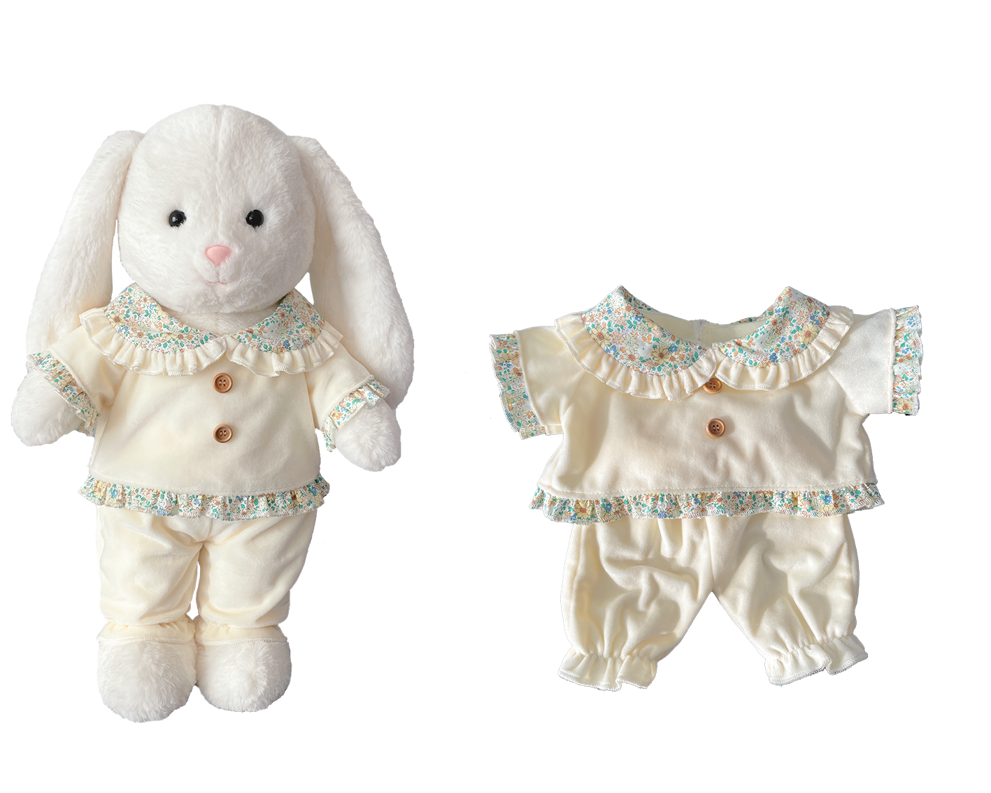 Large Bartholomew Bear & 16" Plush Clothes Outfit - Yellow Pajama Set
