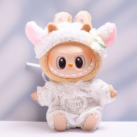 4inch bag charm cute custom clothes outfits - white lamb