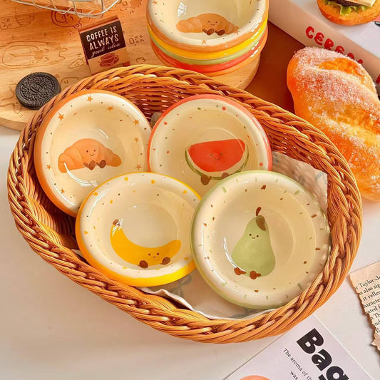 Adorable Cute Fruit Ceramic Dip Bowls – Sauce, Condiments & Hot Pot Seasoning Plates set of 4