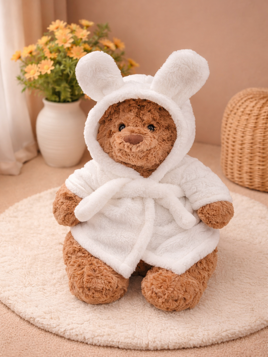 White Bathrobe for Bartholomew Bear Plush – 10–16 Inch Outfit