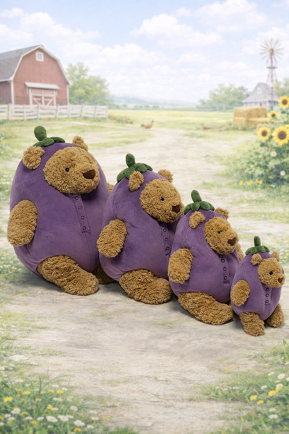 Eggplant Costume for Bartholomew Bear Plush – 6–16 Inch Outfit