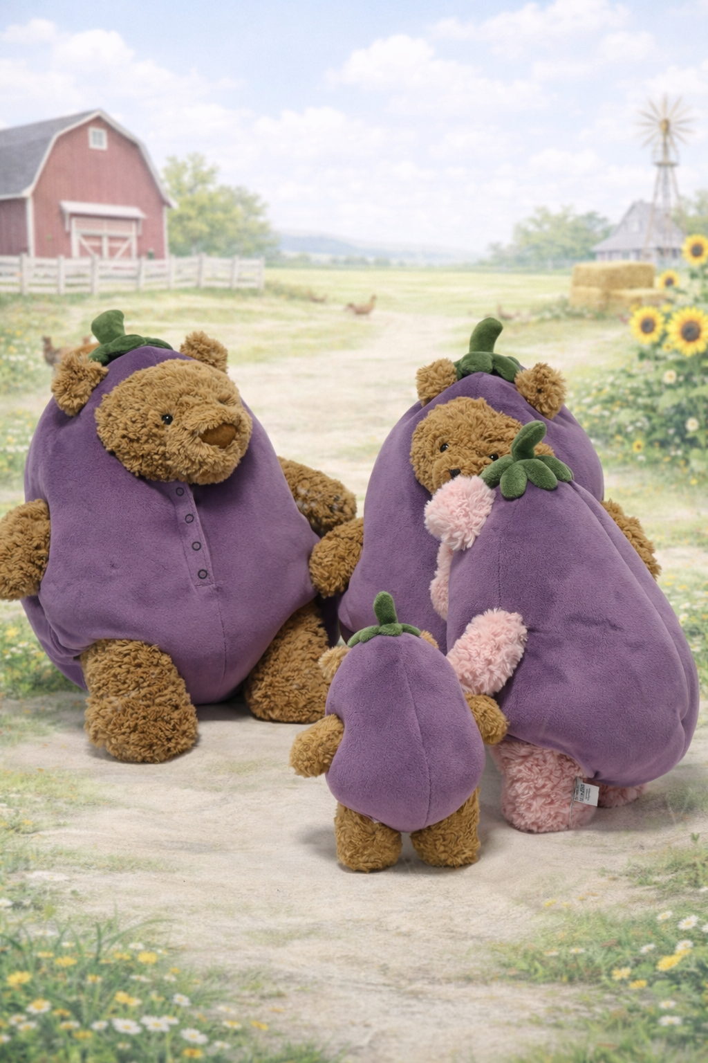 Eggplant Costume for Bartholomew Bear Plush – 6–16 Inch Outfit