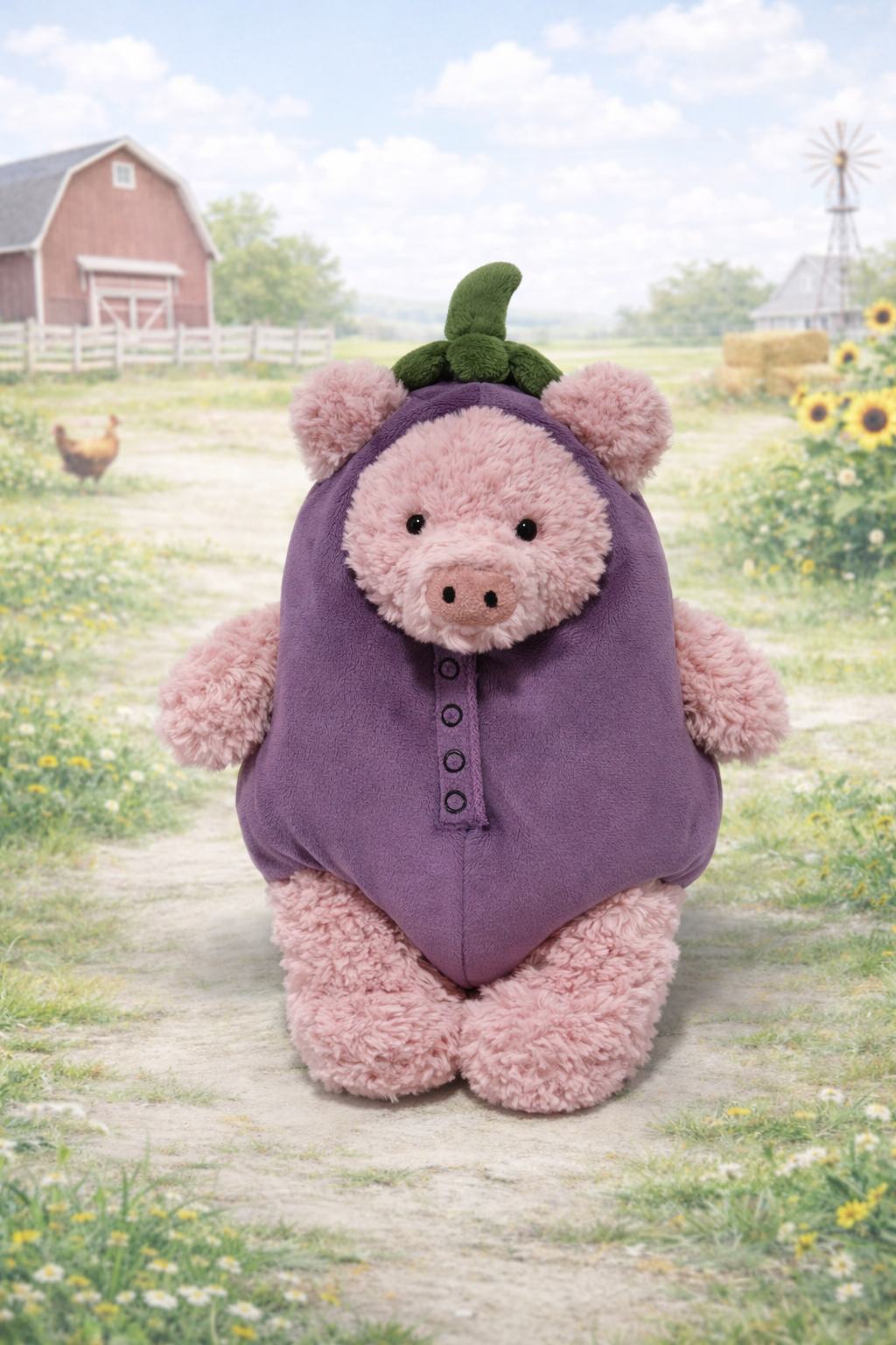 Eggplant Costume for Bartholomew Bear Plush – 6–16 Inch Outfit