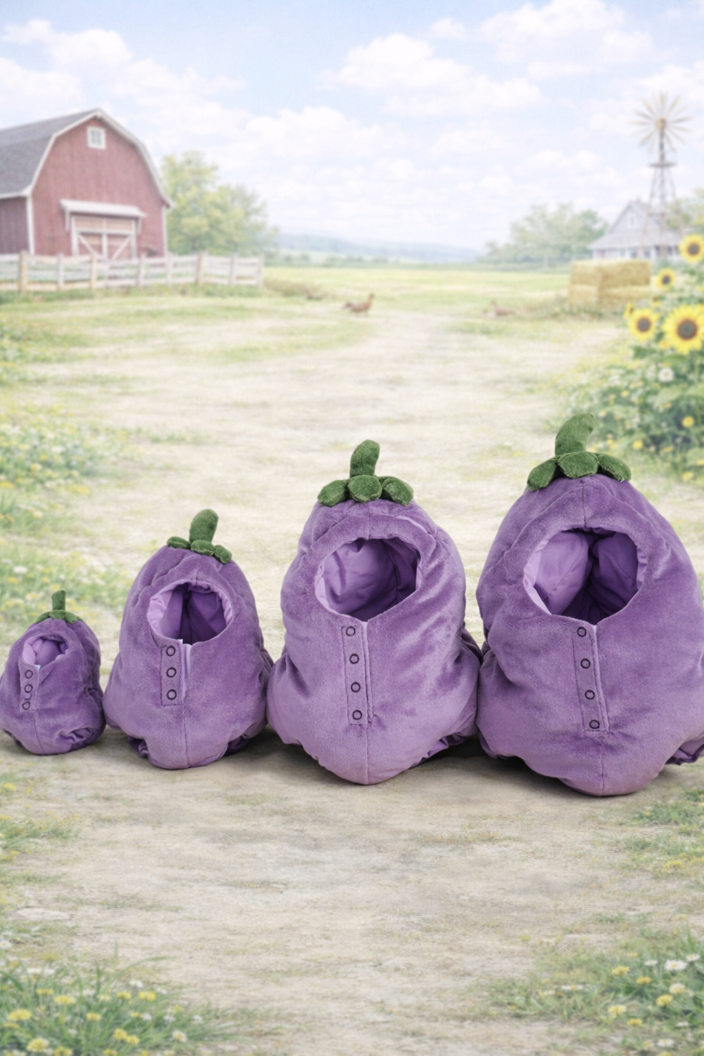 Eggplant Costume for Bartholomew Bear Plush – 6–16 Inch Outfit