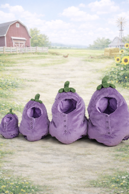 Eggplant Costume for Bartholomew Bear Plush – 6–16 Inch Outfit
