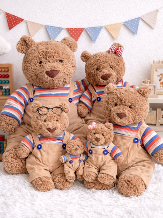 Brown T-Shirt & Overalls Set for Bartholomew Bear Plush – 4–22 Inch Outfit