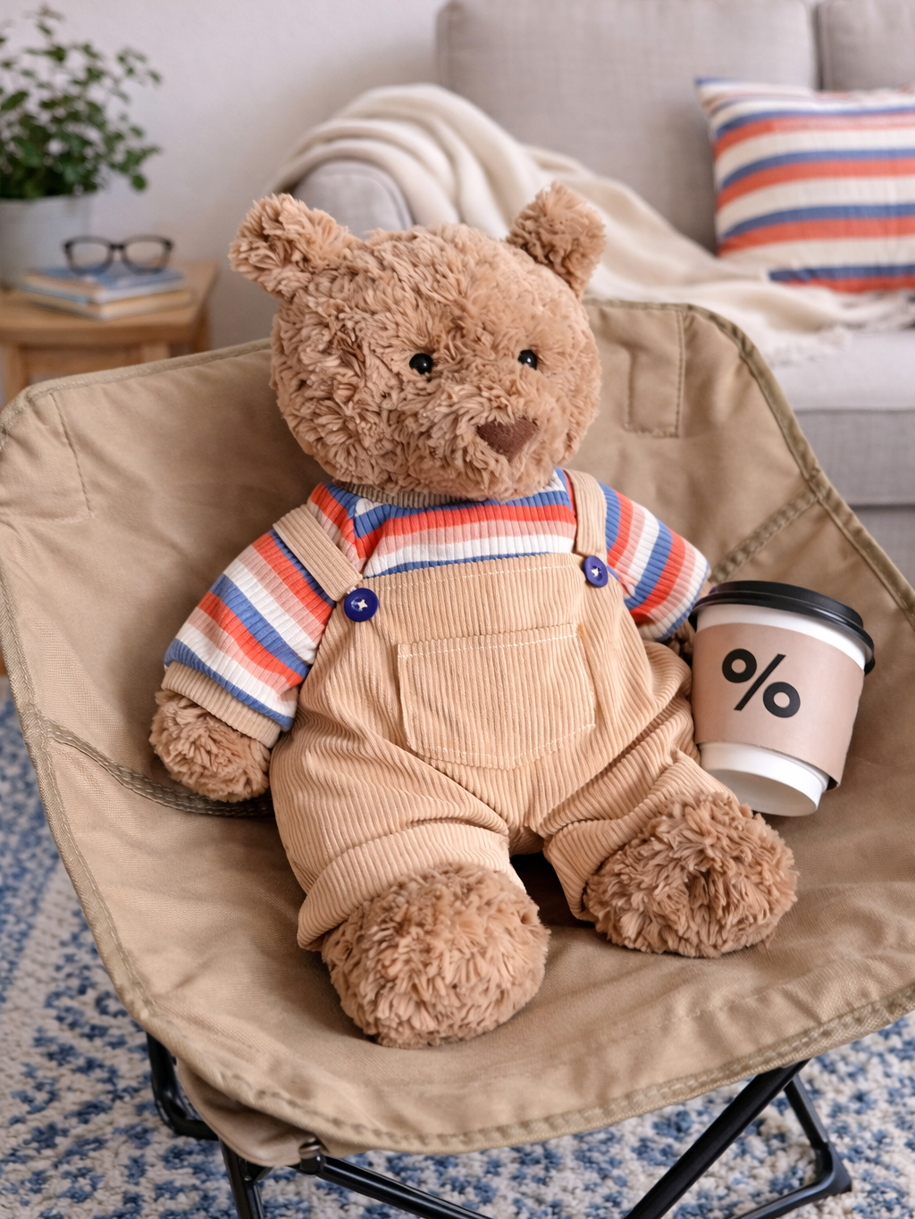 Brown T-Shirt & Overalls Set for Bartholomew Bear Plush – 4–22 Inch Outfit