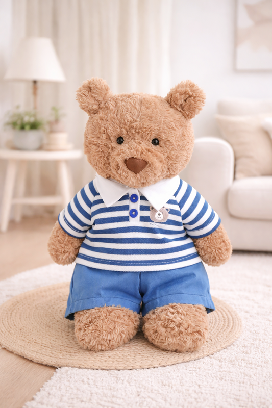 Blue Striped Polo Outfit Set for Bartholomew Bear Plush – 10–16 Inch Outfit
