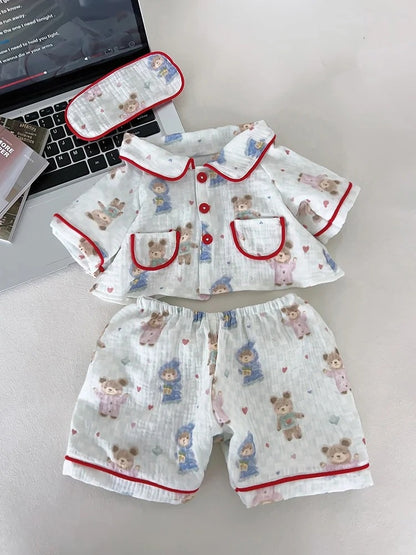 Bartholomew Bear Tiny/Junior clothes outfits - Heart Cream Bear Pajama